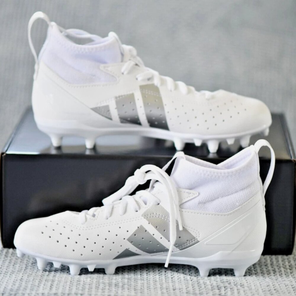 NEW Size: 5 Big Kid ADIDAS Adizero Impact.2 Spark Football Color: White/Silver
